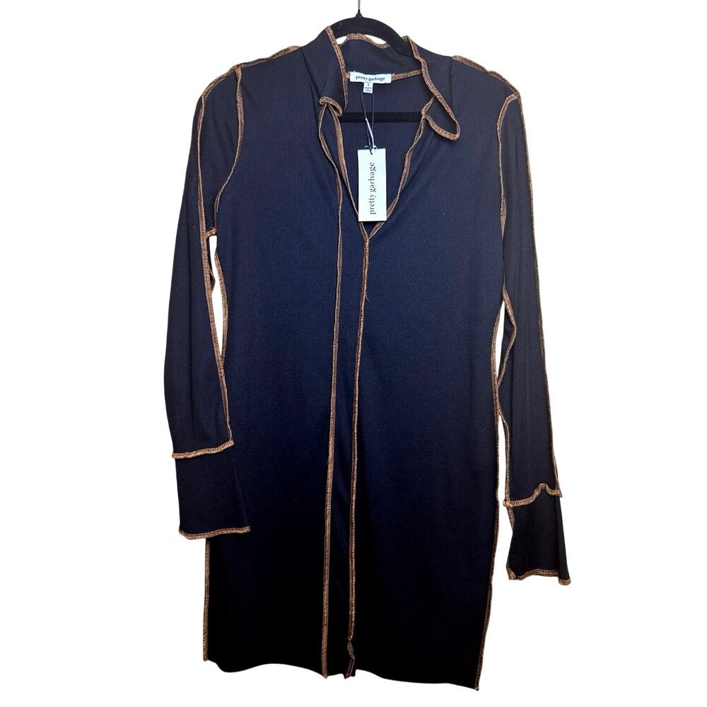 Pretty Garbage Collared Dress with Tan Hemline NWT Size L